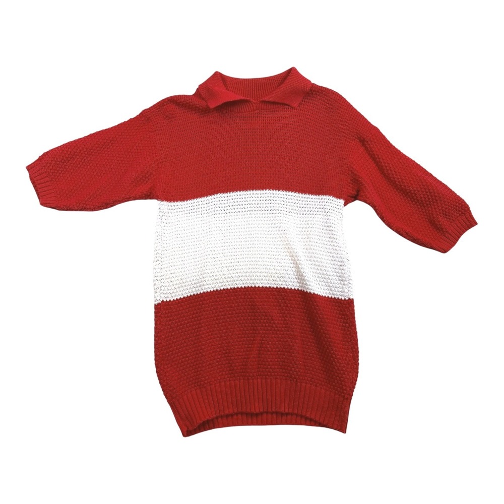 Vintage The Fox‎ Collection Red & White Knit Sweater • Made in USA • Medium